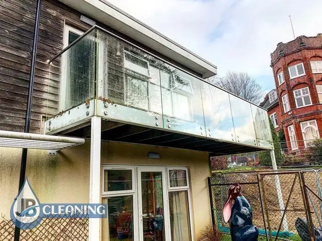 Glass terrace balustrade with dirty panels